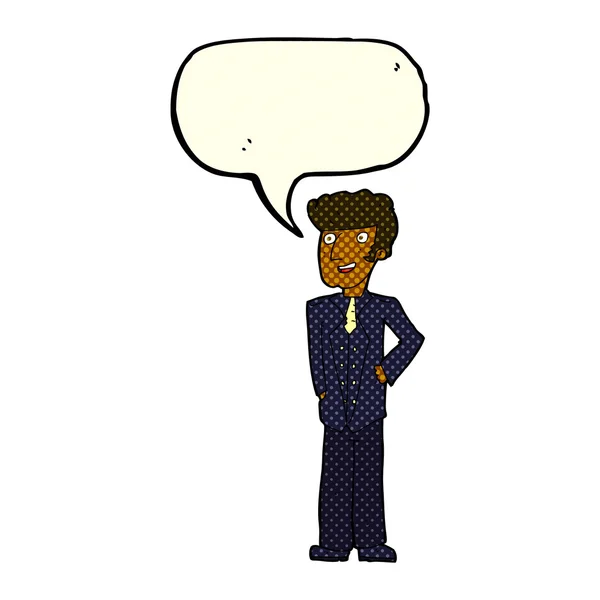 Karikatur eines Mannes mit Sprechblase — Stockvektor