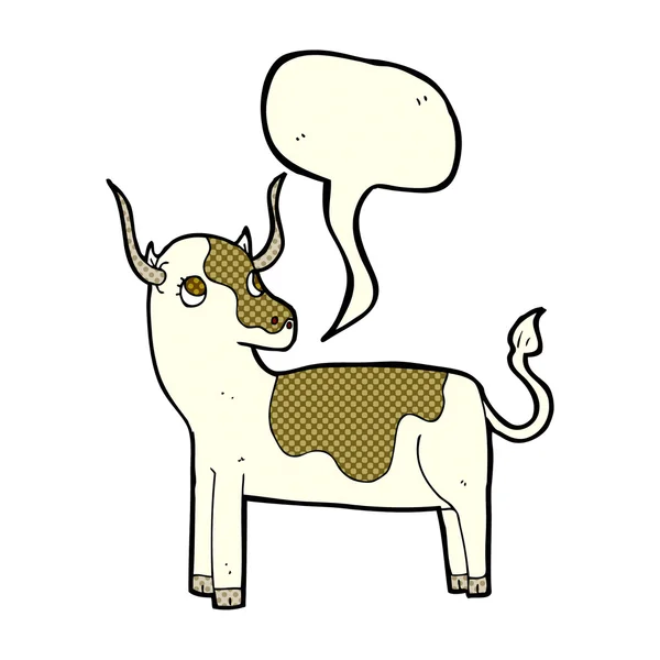 Vache dessin animé avec bulle de parole — Image vectorielle