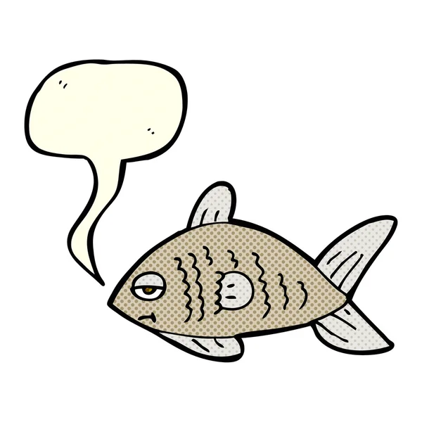 Dibujos animados peces divertidos con burbuja del habla — Vector de stock