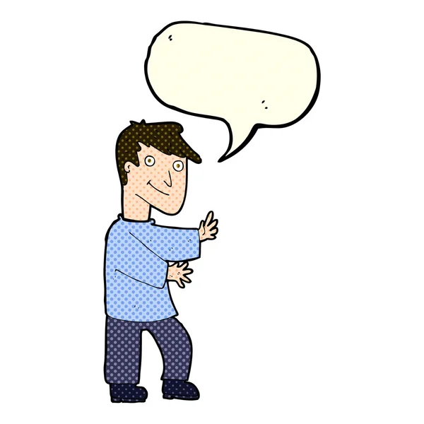Dessin animé homme heureux avec bulle de parole — Image vectorielle