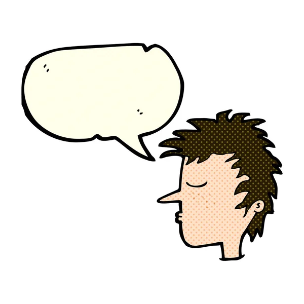 Visage masculin dessin animé avec bulle de parole — Image vectorielle