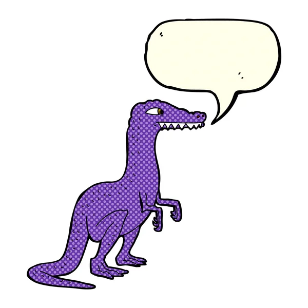 Dinosaure de dessin animé avec bulle de parole — Image vectorielle