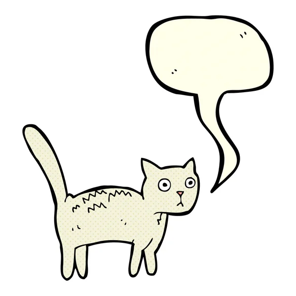 Dibujos animados asustado gato con el habla burbuja — Vector de stock