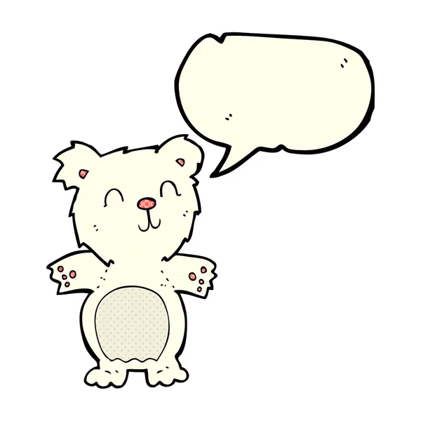 भाषण बुलबुला के साथ कार्टून प्यारा ध्रुवीय भालू बच्चे — स्टॉक वेक्टर