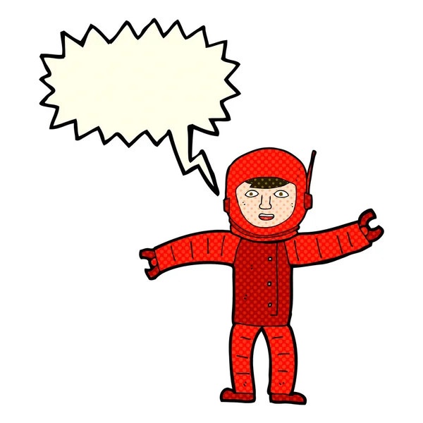 Cartoon Space Man mit Sprechblase — Stockvektor
