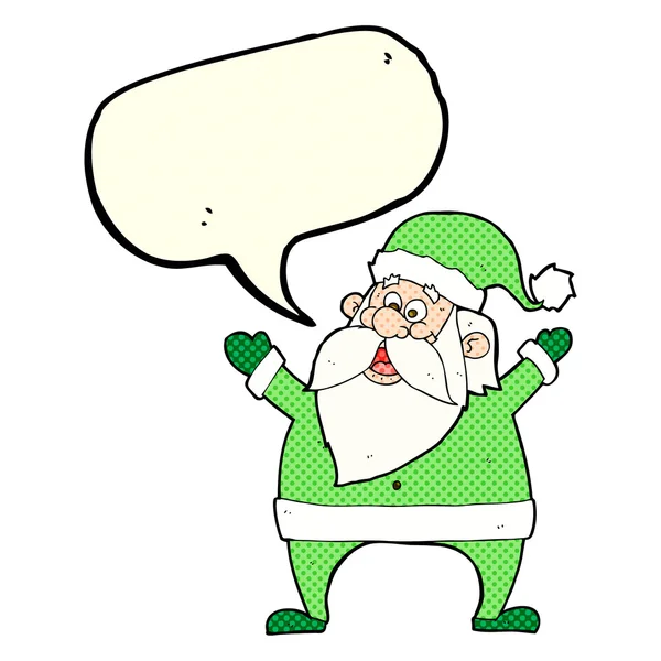 Jolly santa cartoon with speech bubble — Stock Vector