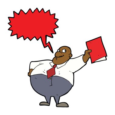 karikatür mutlu patron ile konuşma balonu ile dosya