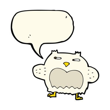 konuşma baloncuklu şüpheli baykuş çizgi filmi