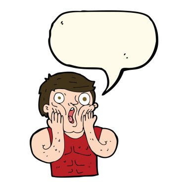 karikatür şok edici konuşma balonuyla jimnastikçi
