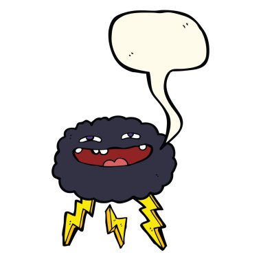 Konuşma baloncuklu mutlu çizgi film bulutu