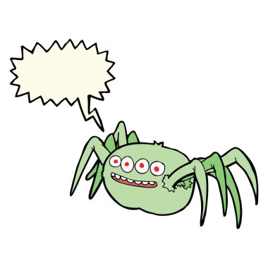 Konuşma baloncuklu ürkünç örümcek.