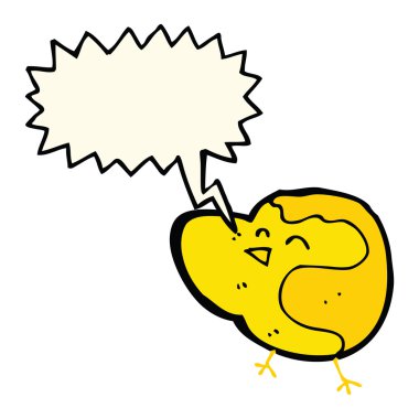 Konuşma baloncuklu çizgi film kuşu