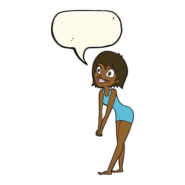 çizgi film heyecanlı kadın ile konuşma balonu