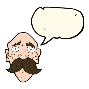 karikatür üzgün yaşlı adam konuşma balonu ile