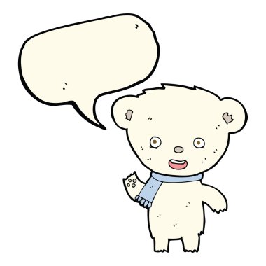 şirin kutup ayısı konuşma balonu ile çizgi film