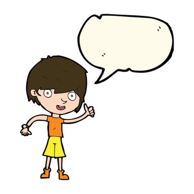 çizgi film çocuk konuşma balonu ile olumlu tutum ile