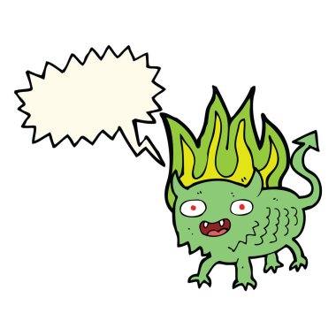 Konuşma baloncuğu olan küçük şeytan.