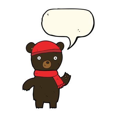 siyah ayı ile konuşma balonu sallayarak çizgi film