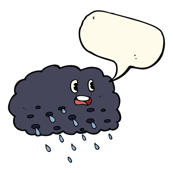 Nuvem de chuva de desenhos animados com bolha de fala —  Vetores de Stock