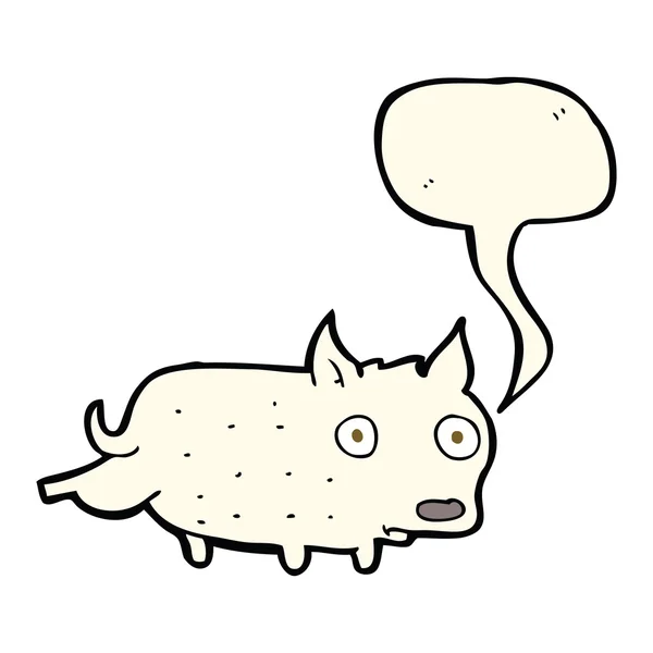 Dessin animé petit chien cocking jambe avec bulle de parole — Image vectorielle