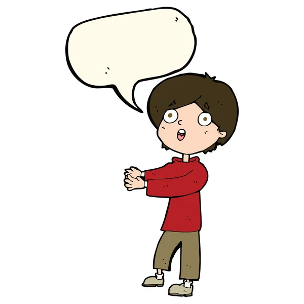 Cartoon shocked boy with speech bubble — Stock Vector