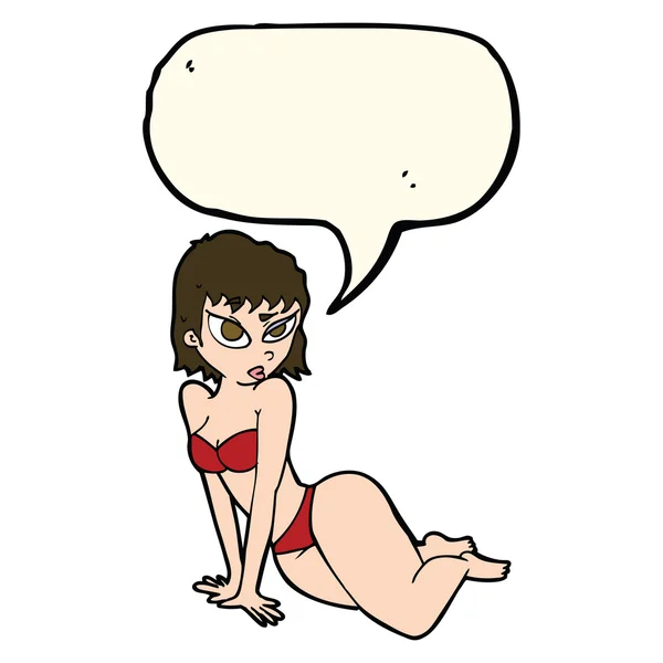 Σέξι γυναίκα κινουμένων σχεδίων στο εσώρουχο με το συννεφάκι λόγου — Διανυσματικό Αρχείο