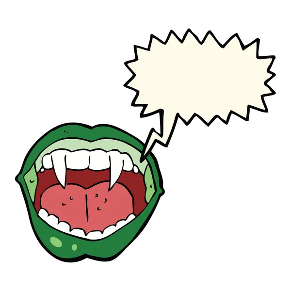 Tecknad vampyr mun med tal bubbla — Stock vektor