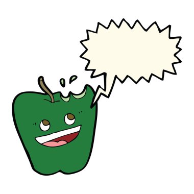 Konuşma balonlu mutlu elma karikatürü