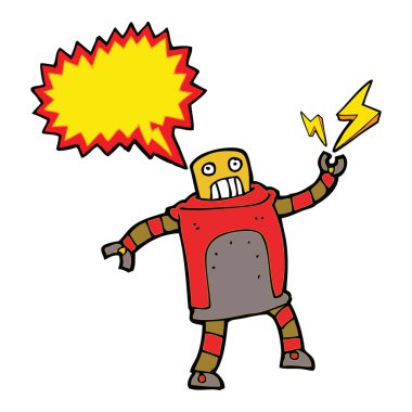 Konuşma baloncuklu çizgi film robotu