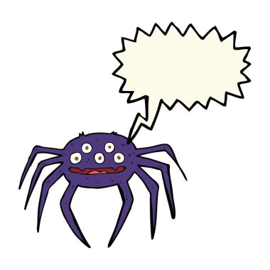 Halloween örümcek konuşma balonu ile çizgi film