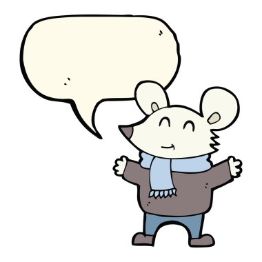 Konuşma baloncuklu çizgi film faresi