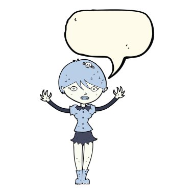 Konuşma baloncuğu olan vampir kız.