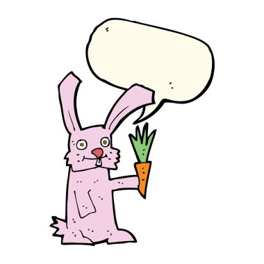 karikatür tavşan havuç ile konuşma balonu ile