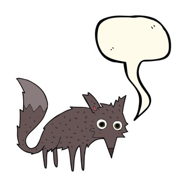 komik karikatür küçük kurt ile konuşma balonu