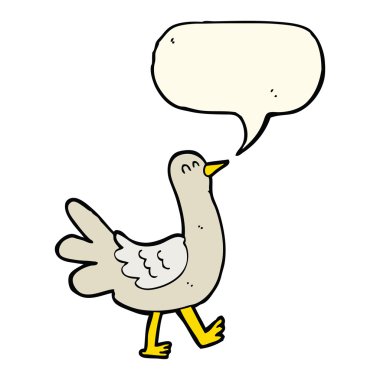 Konuşma baloncuklu yürüyen kuş.