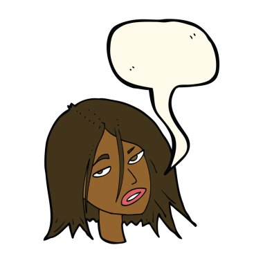 karikatür rahatsız kadınla konuşma balonu