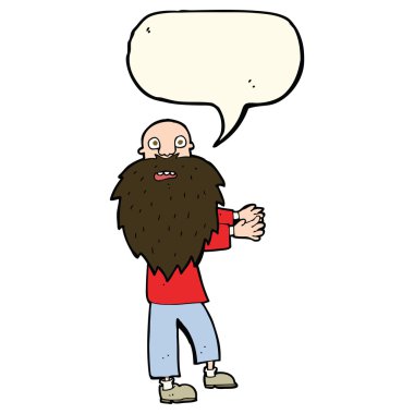 karikatür konuşma balonu ile yaşlı adam sakallı