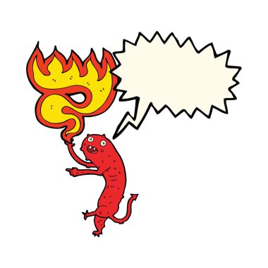 Konuşma baloncuğu olan küçük iğrenç bir canavar.