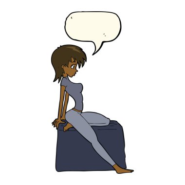 Konuşma balonlu poz kızı.