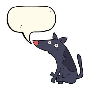 Konuşma balonlu çizgi film köpeği.