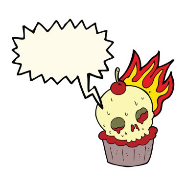 Konuşma baloncuklu Cadılar Bayramı pastası.