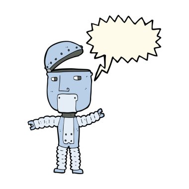 Konuşma baloncuklu çizgi film robotu