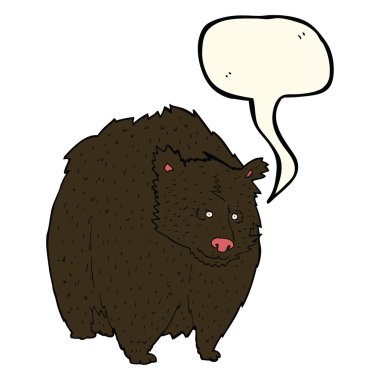 konuşma balonu ile büyük siyah ayı karikatür