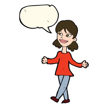 Hayır endişeli konuşma balonu ile kadınla çizgi film