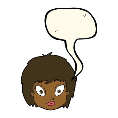 karikatür kadın yüzünü şaşırttı konuşma baloncuğuyla