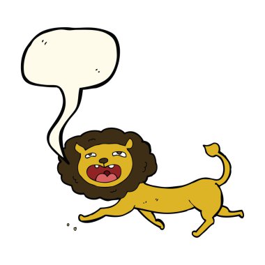 Konuşma baloncuklu çizgi film aslanı
