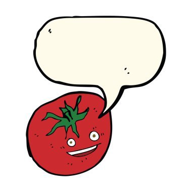 karikatür mutlu domates ile konuşma balonu