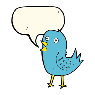 çizgi film mavi kuş ile konuşma balonu