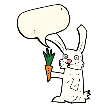 karikatür tavşan havuç ile konuşma balonu ile