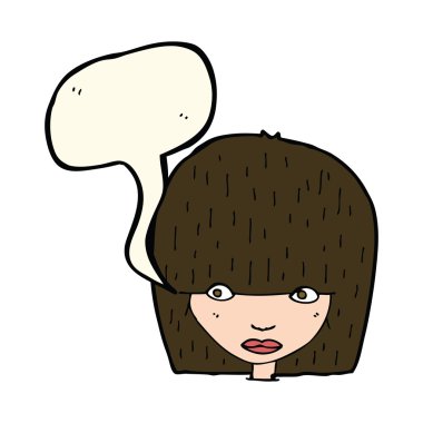 karikatür konuşma balonu ile bakan kadın